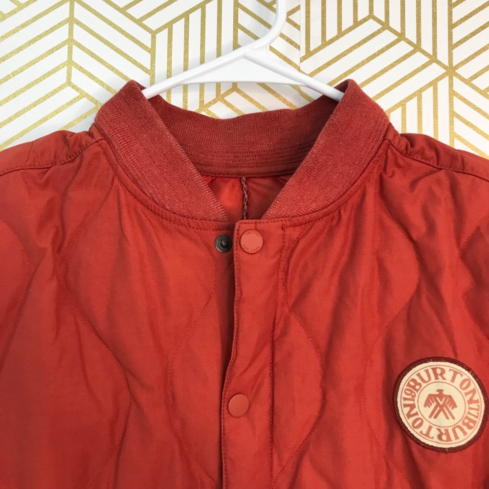 Burton Womens Kiley Down Insulator Jacket XS Orange Quilted Snap Up Pockets - Picture 3 of 8